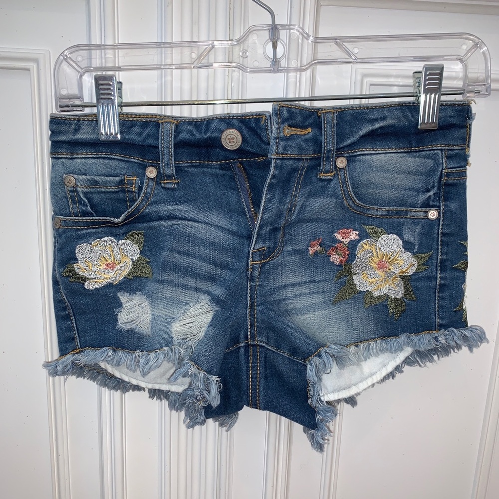 Altard state floral embroidered denim shorts